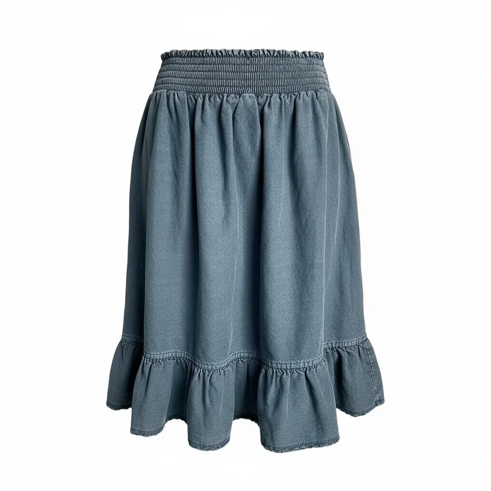 Pilcro Anthropologie Teal Amora Tie Waist Skirt with Bow - Picture 3 of 4
